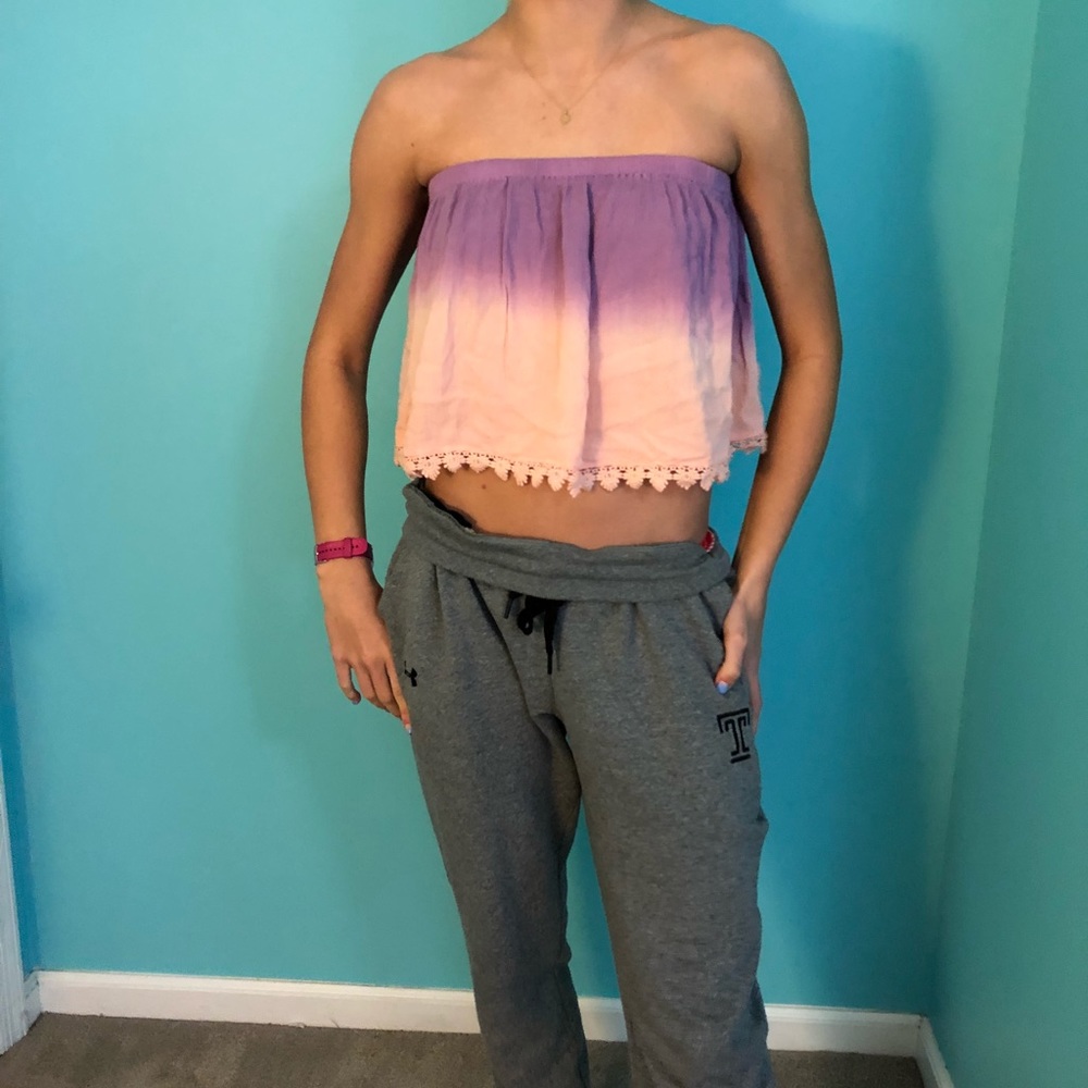 Ombré crop top with lace bottom